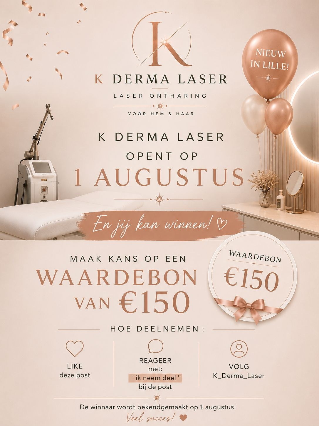 K Derma Laser opent op 1 augustus - winactie waardebon van 150 euro